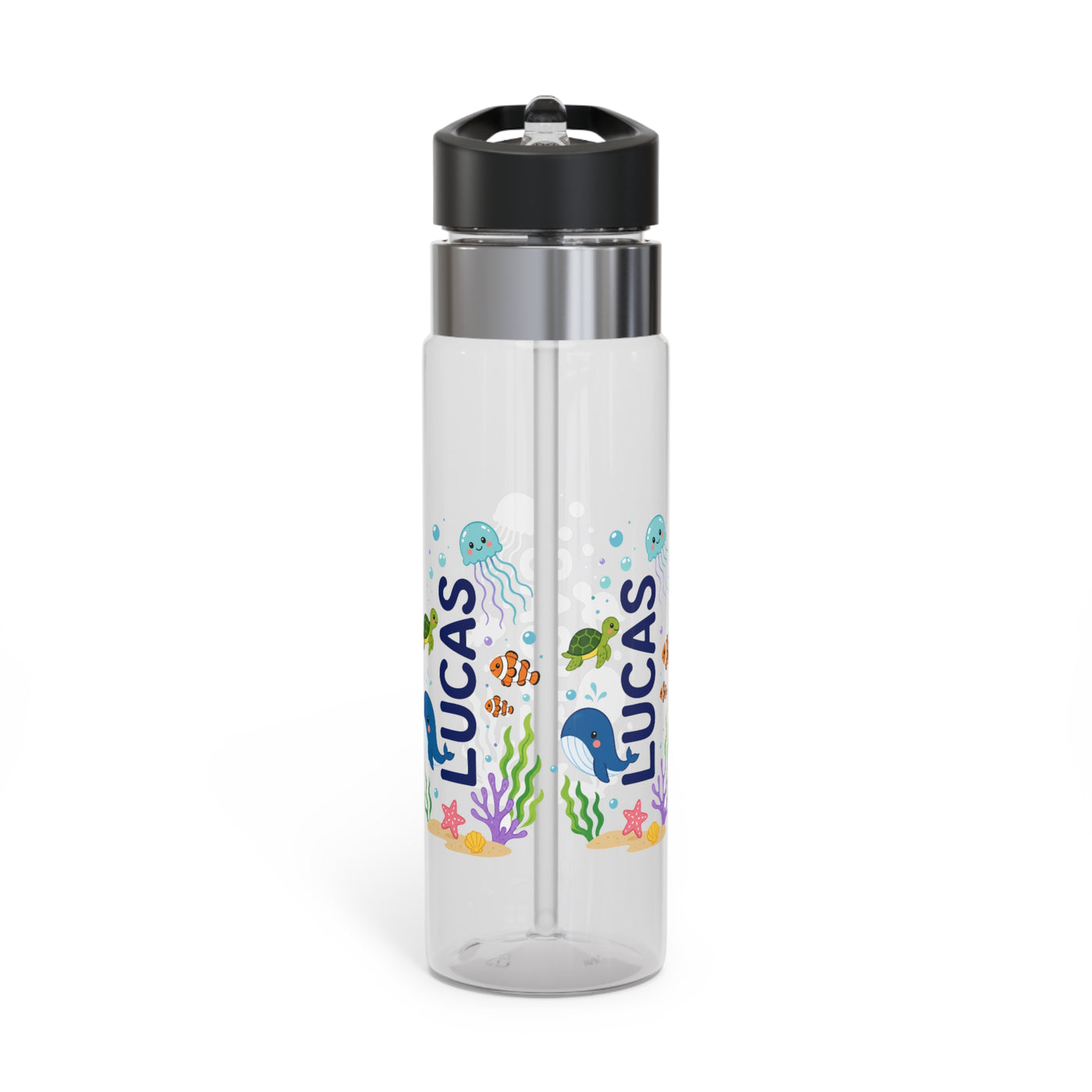 Personalized Transparent Water Bottle for Kids, Ocean Animal Drink Bottle, Under the Sea School Bottle, Back to School Gift