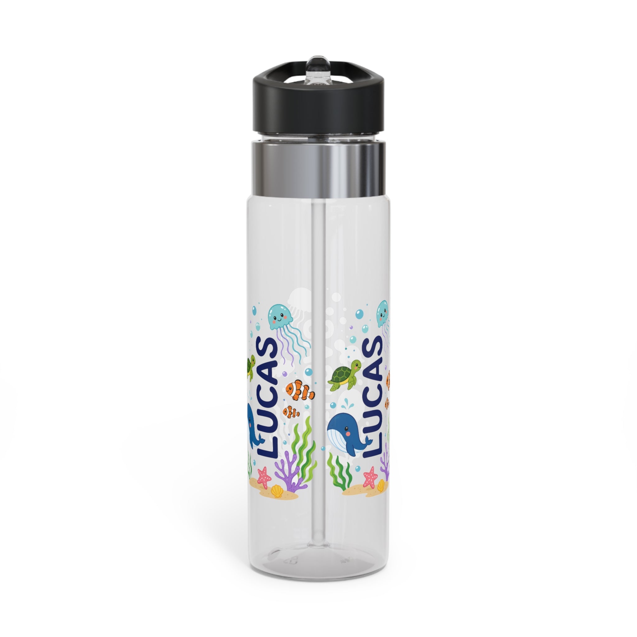 Personalized Transparent Water Bottle for Kids, Ocean Animal Drink Bottle, Under the Sea School Bottle, Back to School Gift