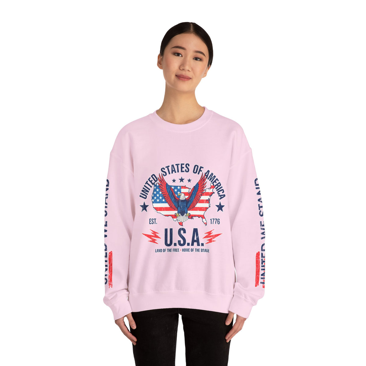 United We Stand Sweatshirt, American Eagle USA Pullover, Patriotic Flag Top, Vintage Americana Clothing, Fourth of July Gift for Women