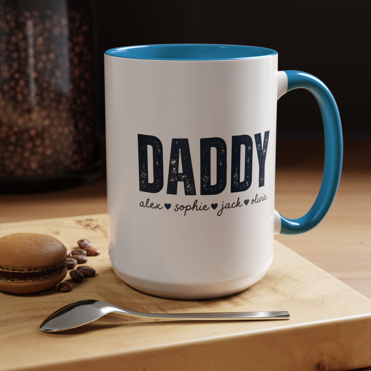 Personalized Daddy Coffee Mug with Kids Names, Custom Dad Mug Gift from Children, Father's Day Coffee Cup, Birthday Gift for Daddy