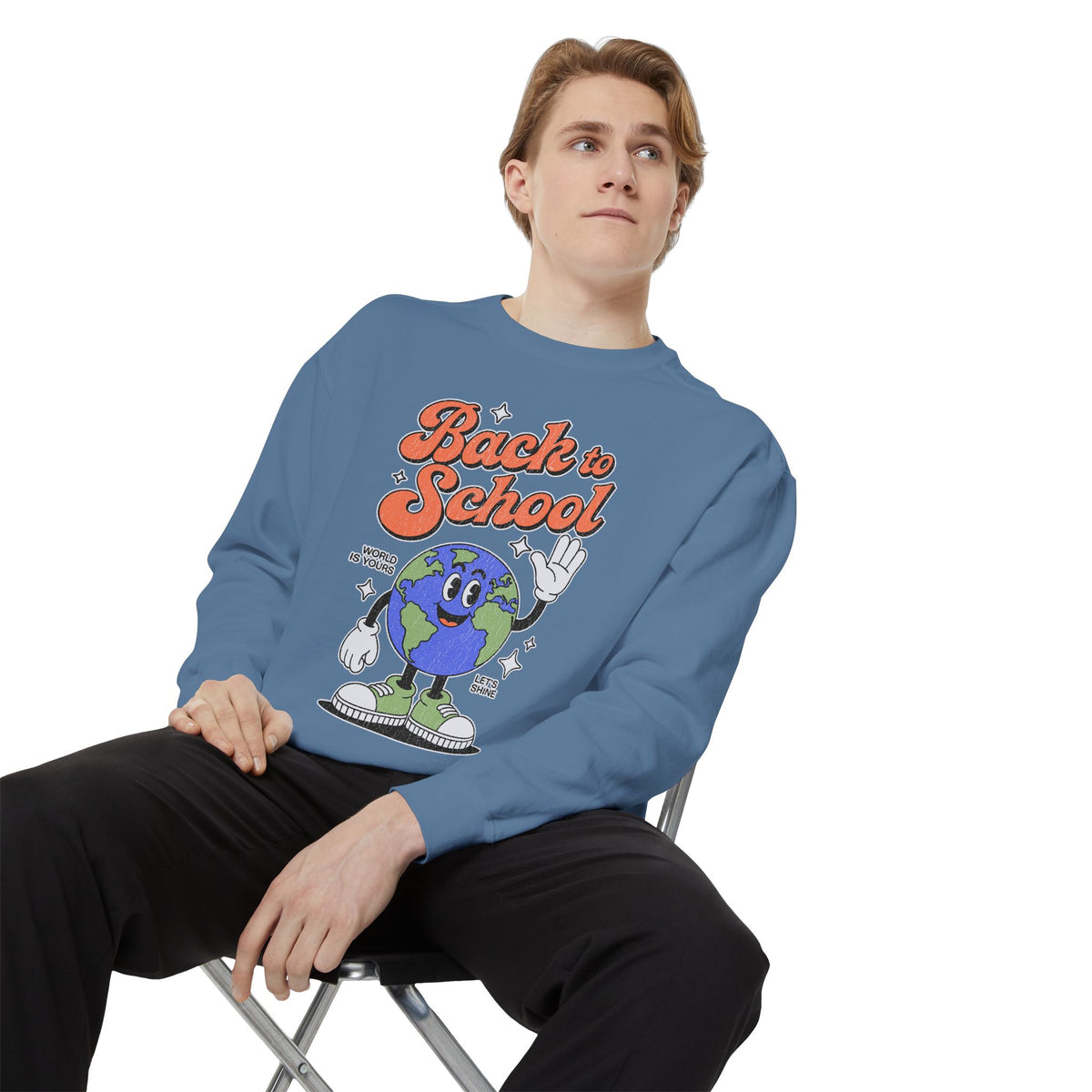 Back to School Earth Sweatshirt, Retro Globe Graphic Pullover, Teacher First Day Outfit, Student Gift, Classroom Crewneck, Educator Gift