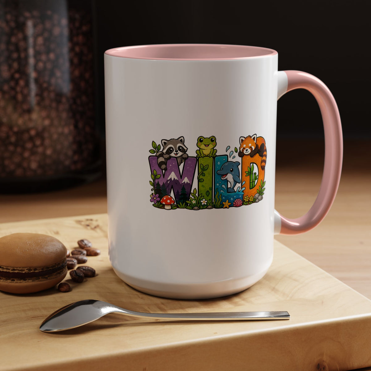 Wild Animal Mug, Colorful Nature Coffee Cup, Cute Wildlife Lover Gift for Kids, Zoo Teacher Classroom Drinkware, Birthday Present for Kids