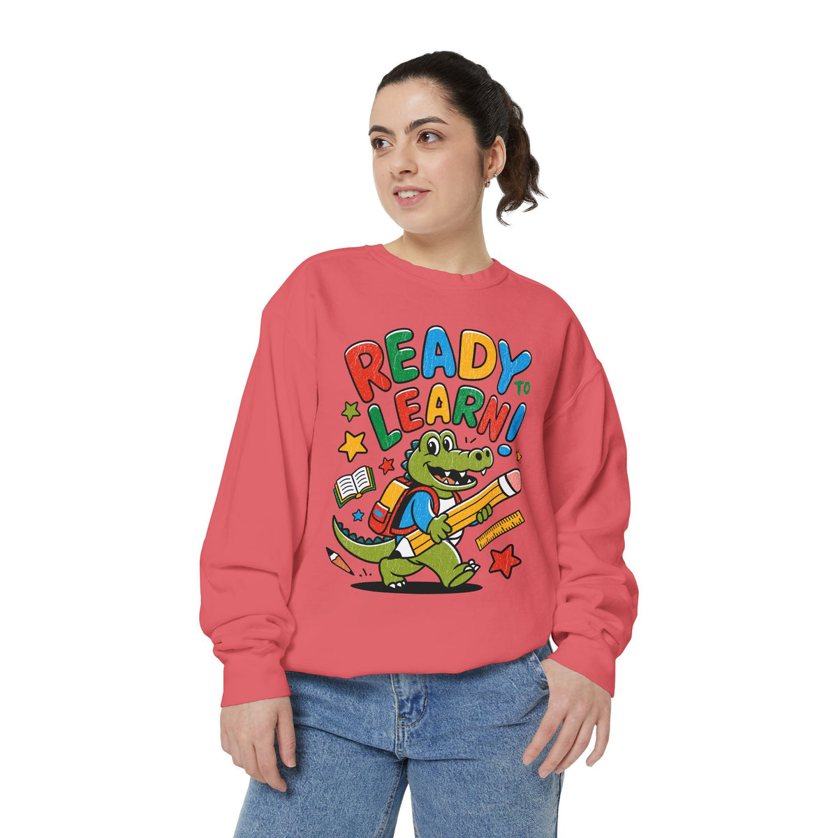 Ready to Learn Alligator Sweatshirt, Colorful Back to School Pullover, Cute Student Gift, Preschool Teacher Outfit, Classroom Style