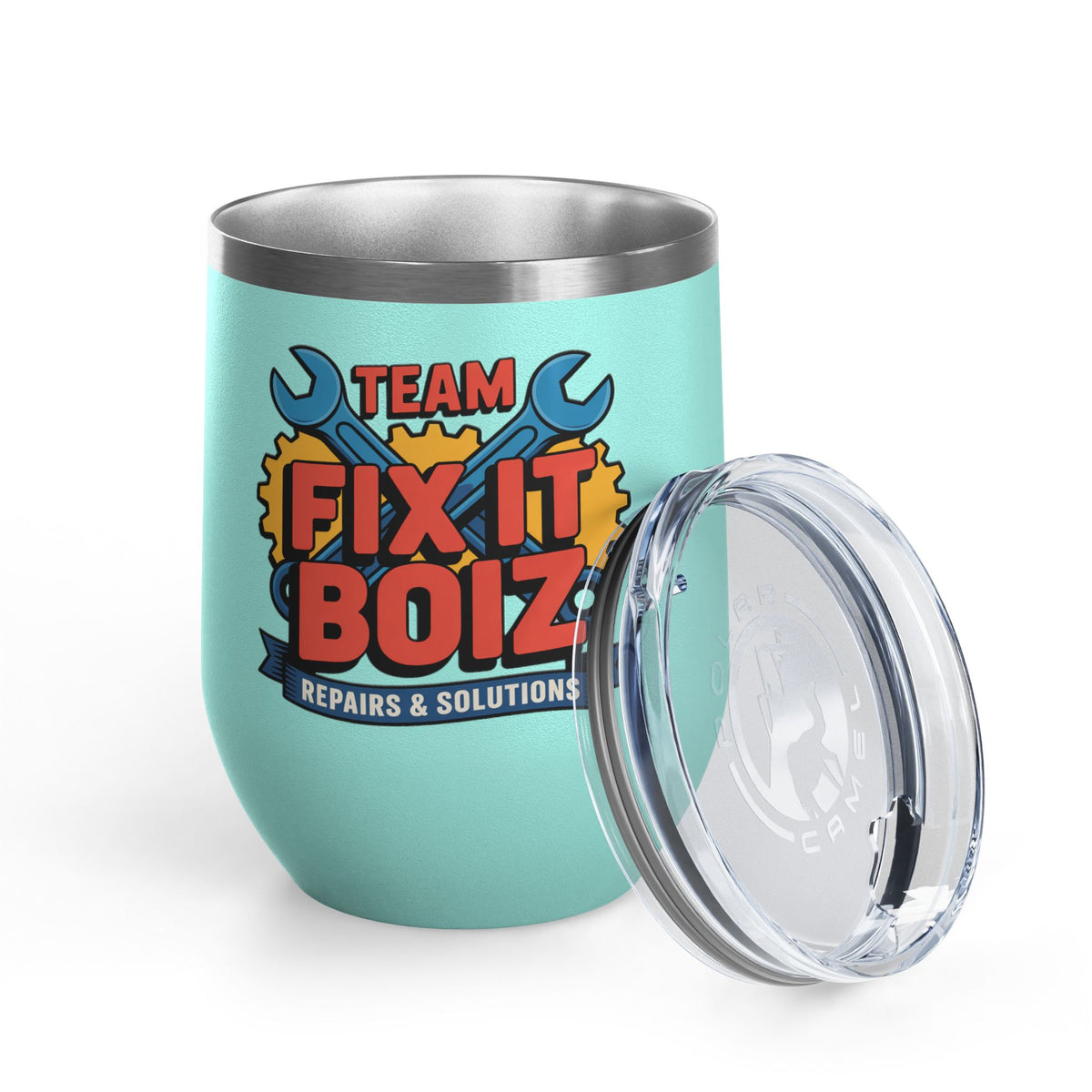 Mechanic Wine Tumbler, Team Fix It Boiz Wrench and Gear Design, Handyman Gift for Dad or a Repair Crew Coworker, Off Duty Workshop Drinkware