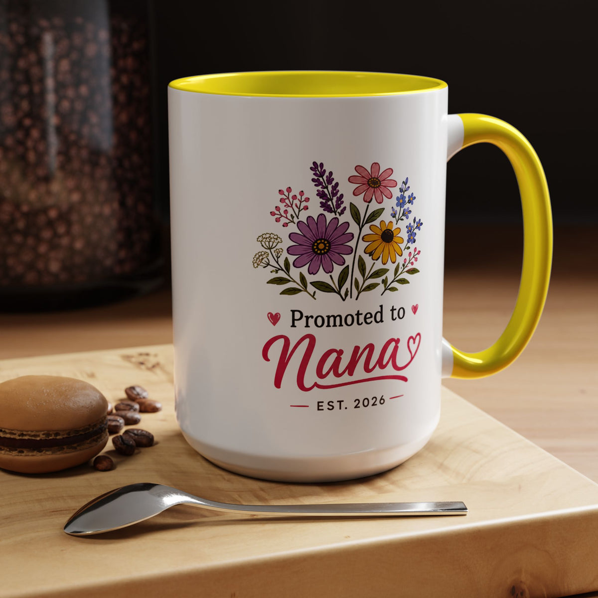 Promoted to Nana Mug, New Grandma Pregnancy Announcement Gift, Floral First Time Grandmother Coffee Cup, Baby Reveal Keepsake 2026