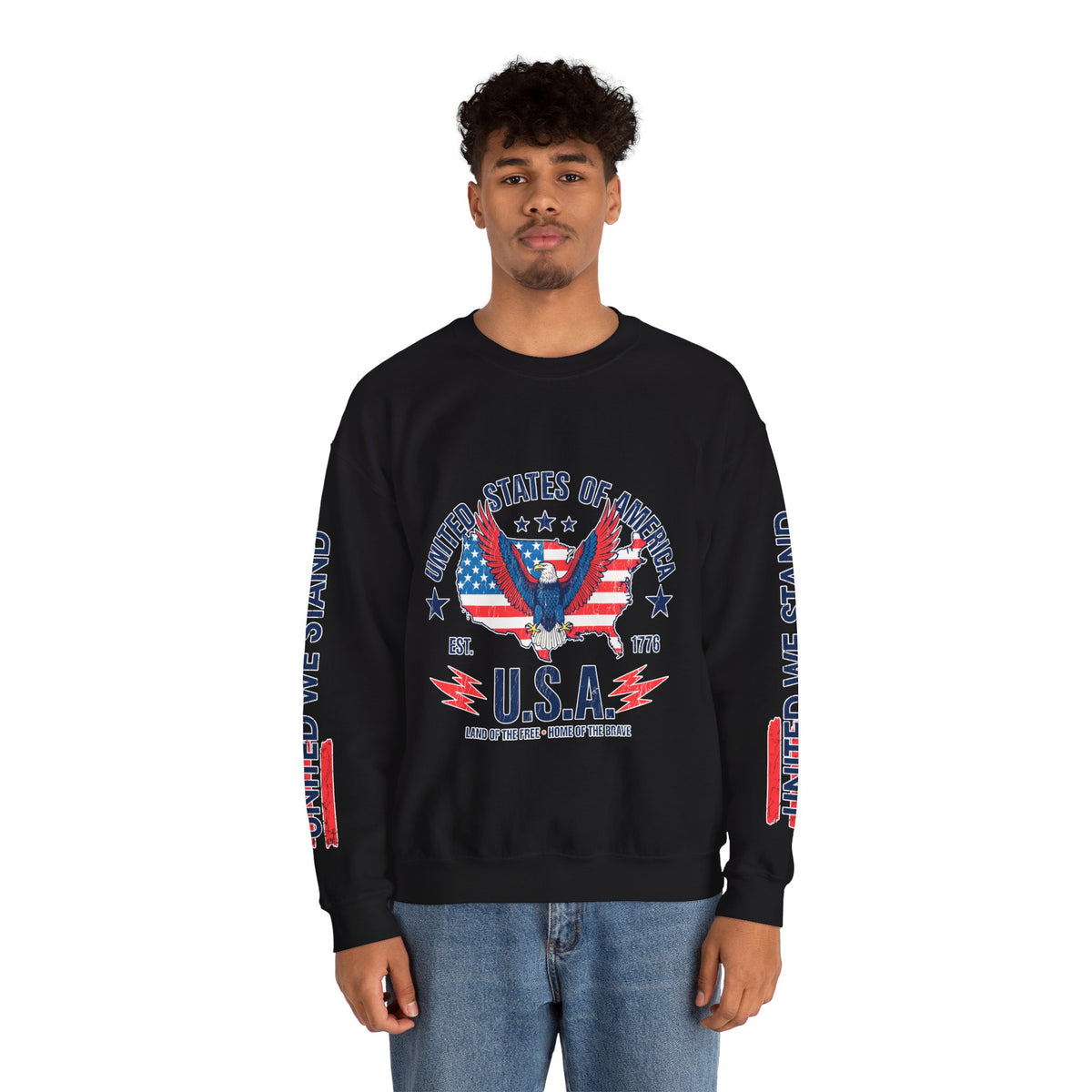 United We Stand Sweatshirt, American Eagle USA Pullover, Patriotic Flag Top, Vintage Americana Clothing, Fourth of July Gift for Women