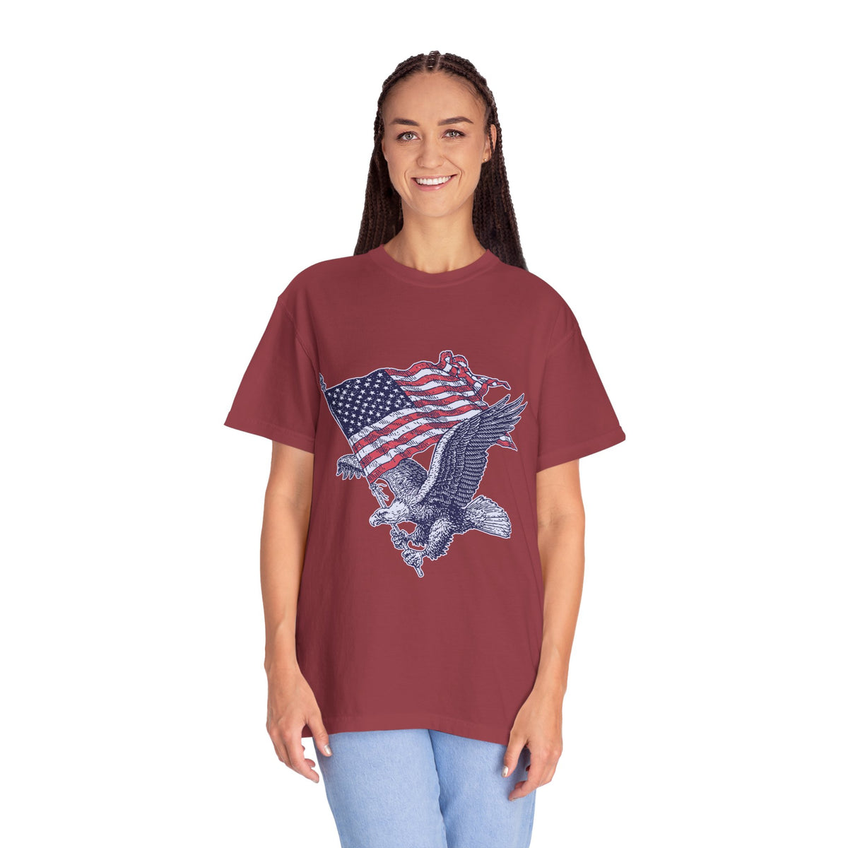 Bald Eagle American Flag Shirt, Retro Patriotic Graphic, Gift for USA Pride Fans, Fourth of July Celebrations and Everyday Clothing