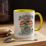 Christian Beach Lover Coffee Mug, Salt Water and God's Grace Mug, Coastal Faith Gift, Religious Ocean Lover Cup, Christian Gift