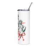 Sweet Land of Liberty Skinny Tumbler, Patriotic USA Drink Cup, 4th of July Gift, American Flag Drinkware, Independence Day Gift for Her