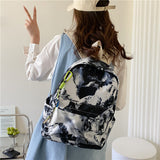 Student Schoolbag Women's Bag New Trendy Fashion Casual Backpack Western Style Simple Oil Painting Bag Travel Small Backpack