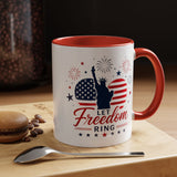 Let Freedom Ring Patriotic Coffee Mug, Statue of Liberty Fourth of July Mug, American Flag Coffee Cup, USA Pride Gift, Independence Day Mug
