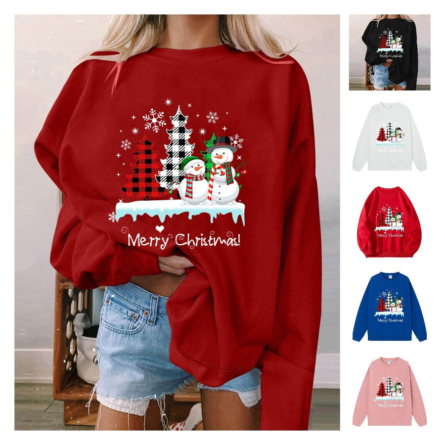 Christmas ladies' top snowman Christmas tree sweatshirt
