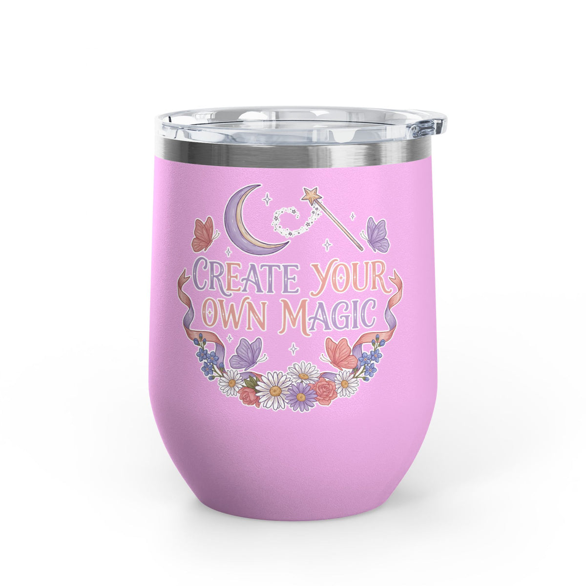 Magical Wine Tumbler, Create Your Own Magic Cup, Floral Fantasy Drinkware, Witchy Gift for Her, Birthday Gift for Magic Lover