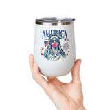 Patriotic Statue of Liberty Wine Tumbler, 4th of July Wine Cup, Lady Liberty Gift for Women, American Flag Drinkware, USA Summer Gift