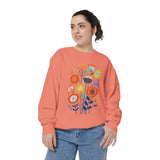 Retro Floral Graphic Sweatshirt, Colorful Botanical Pullover for Flower Lovers, Mid Century Garden Top, Cheerful Nature Gift for Her