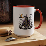 Cute Haunted House Mug, Kawaii Ghost Halloween Coffee Cup, Spooky Season Gift for Her, Purple Witchy Decor, Cozy Fall Birthday Present
