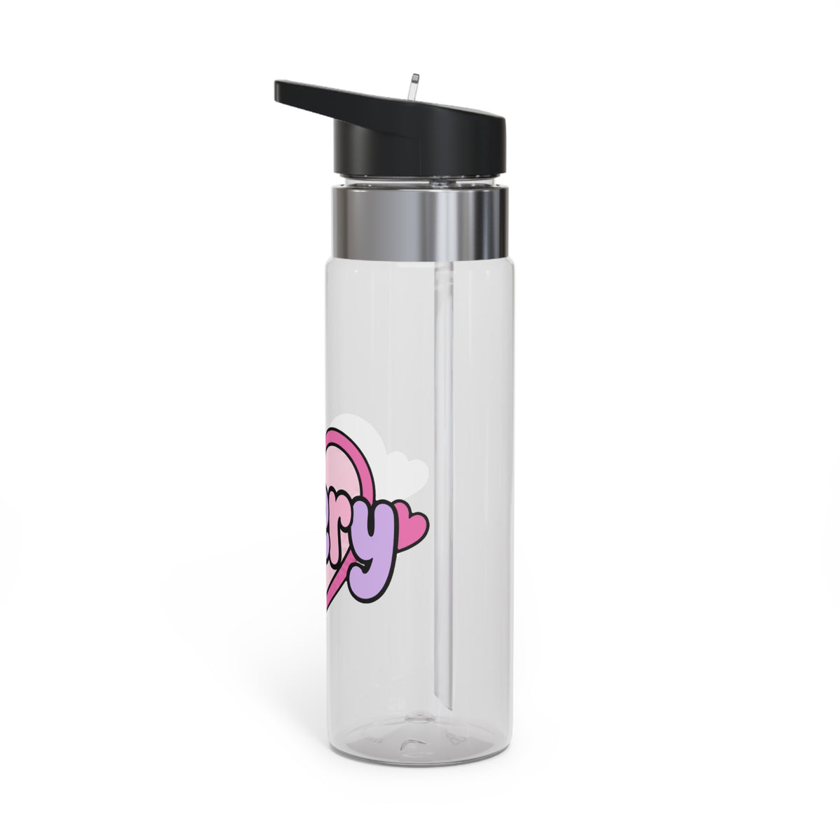Personalized Pink Purple Water Bottle, Custom Name Drink Bottle with Hearts, Cute School Bottle for Girls, Birthday Gift for Her