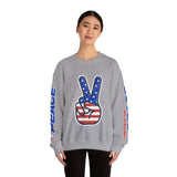 United in Peace Sweatshirt, Patriotic Peace Sign Crewneck, American Flag Pullover, USA 250th Anniversary Outfit, Fourth of July Gift