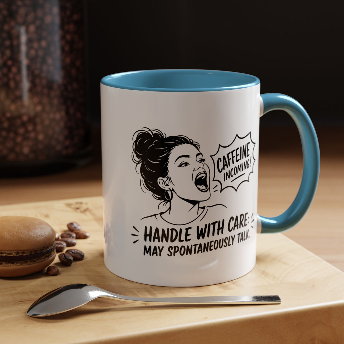 Funny Coffee Lover Mug, Caffeine Incoming Coffee Cup, Handle With Care Mug, Funny Coworker Gift, Office Humor Mug for Women