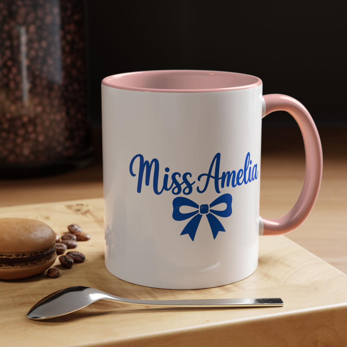 Personalized Teacher Name Mug, Custom Teacher Coffee Mug with Bow Design, Teacher Appreciation Gift, Classroom Desk Mug for Educators