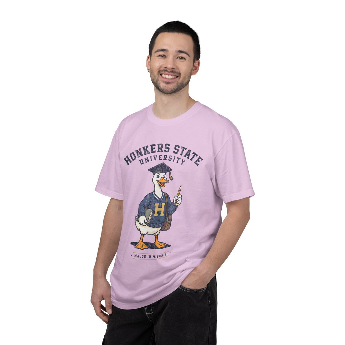 Honkers State University T-Shirt, Funny Goose Graduate Graphic Tee, Major in Mischief College Student Gift, Graduation Campus Shirt