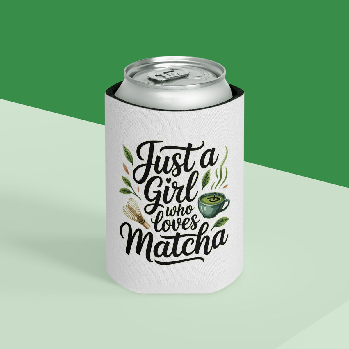 Matcha Lover Can Cooler, Just a Girl Who Loves Matcha, Cute Green Tea Drink Holder, Matcha Gift for Her, Cafe Lover Gift, Tea Party Favor