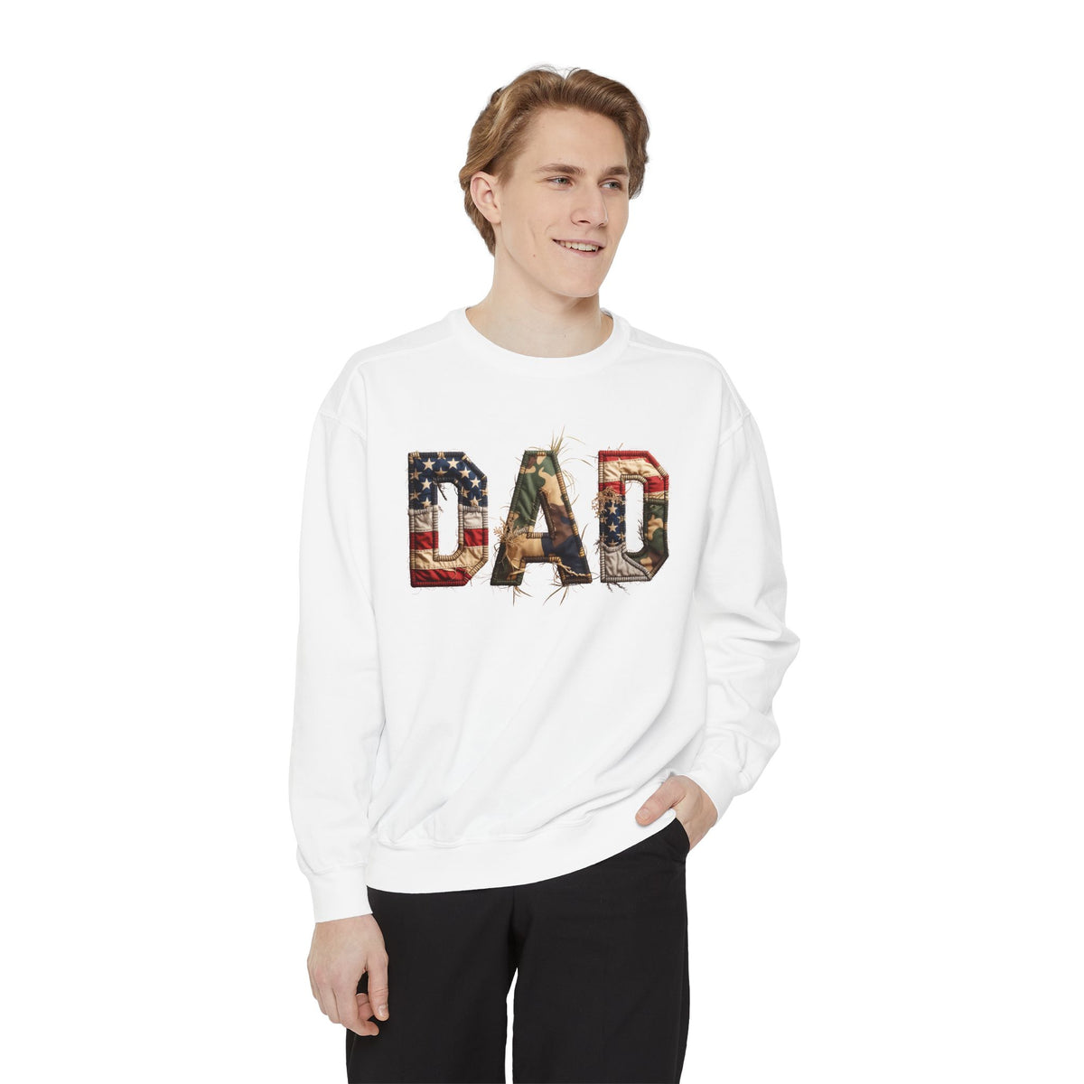 American Flag Dad Sweatshirt, Patriotic DAD Crewneck, USA Dad Sweatshirt, Father’s Day Gift for Dad, Fourth of July Apparel