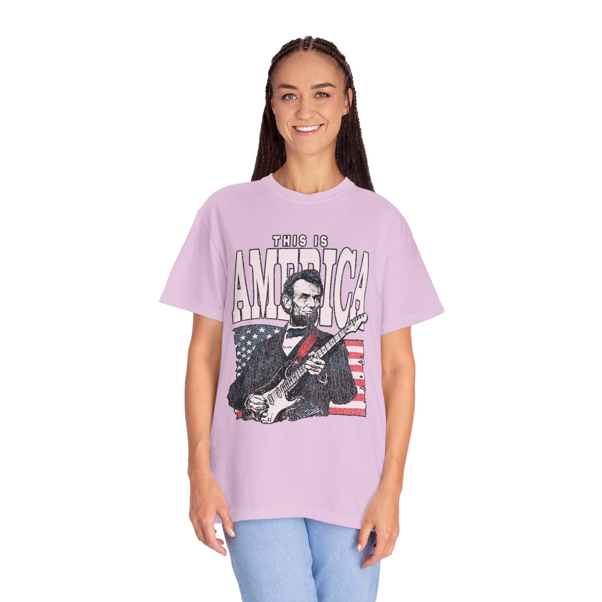 Abraham Lincoln Guitar Shirt, Funny This Is America Graphic, Gift for History Teachers and Music Lovers, Fourth of July Party Outfit