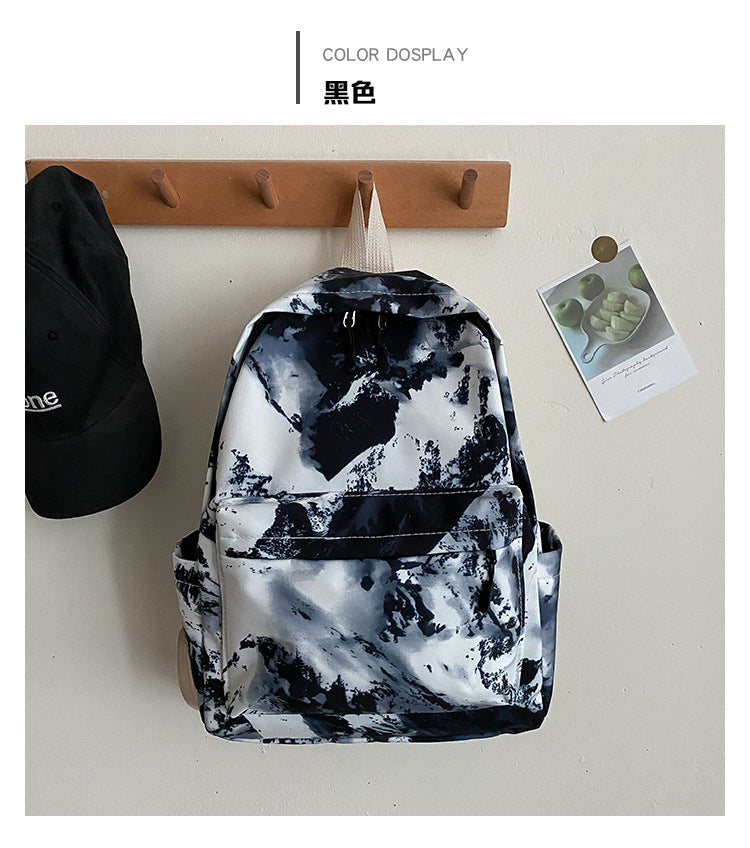 Student Schoolbag Women's Bag New Trendy Fashion Casual Backpack Western Style Simple Oil Painting Bag Travel Small Backpack