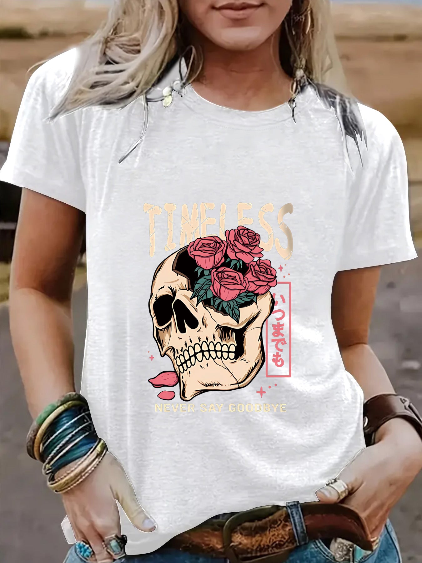 Halloween pattern round neck short sleeved shirt