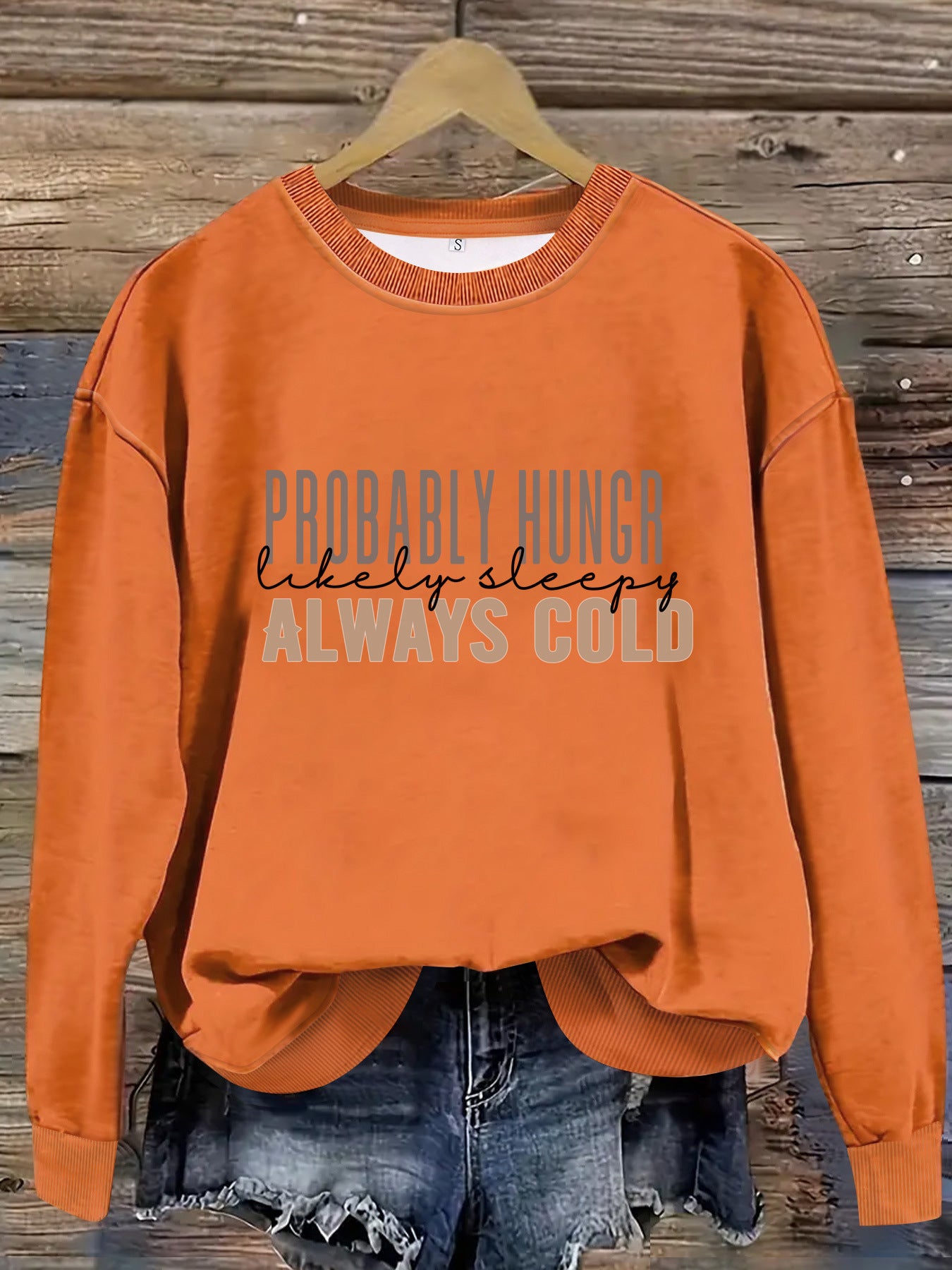 Round neck slogan printed pullover sweatshirt sweatshirt