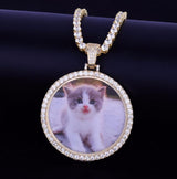Custom Made Photo Medallions Necklace & Pendant With 4mm Tennis Chain Gold Silver Color Cubic Zircon Men's Hip hop Jewelry