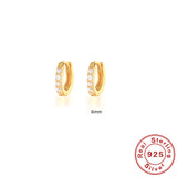 S925 Sterling Silver Circle Earrings with Turquoise and Diamond Inlay 18K Gold Plated Stud Earrings Jewelry