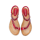 Ladies Shoes Boho Women's Sandals Blue Plaid Flats