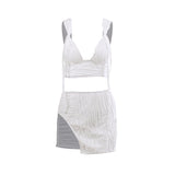 Sexy Jacquard Knit Suit Spring New Sexy Ladies Slit Skirt