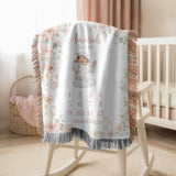Personalized Baby Milestone Woven Blanket Floral Baby Blanket Monthly Photo Blanket Baby Shower Gift Nursery Decor