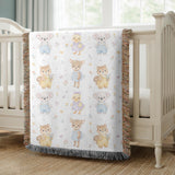 Cute Woodland Animal Baby Woven Blanket Forest Nursery Decor Koala Duck Deer Squirrel Kids Throw Baby Shower Gift