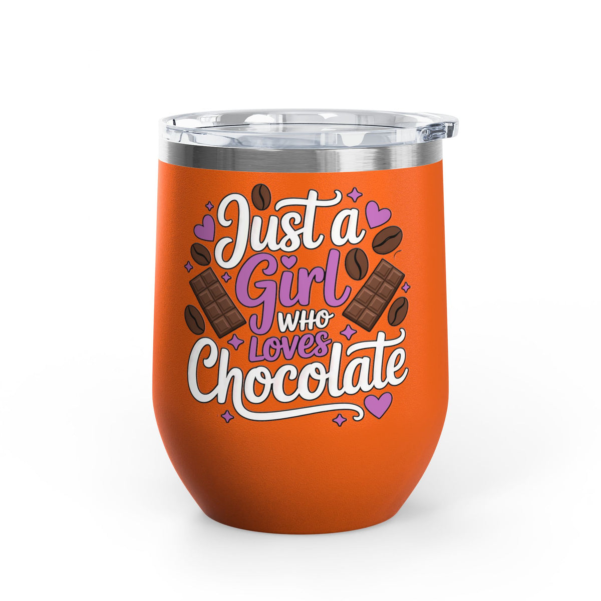 Chocolate Lover Wine Tumbler, Just a Girl Who Loves Chocolate, Cute Sweet Treat Tumbler, Dessert Lover Gift for Her, Coffee Lover Gift