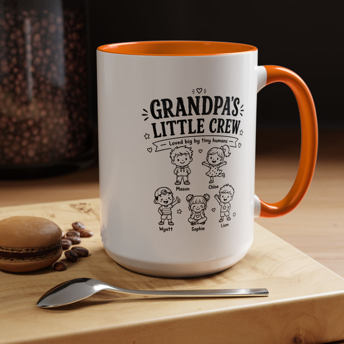 Personalized Grandpa Mug, Grandpa's Little Crew Coffee Cup, Grandchildren Name Gift, Father's Day Present, Family Birthday Keepsake