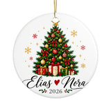 Personalized Couples Christmas Ornament, Custom Names and Year with Festive Tree Design, Romantic Holiday Keepsake Gift for Your Partner