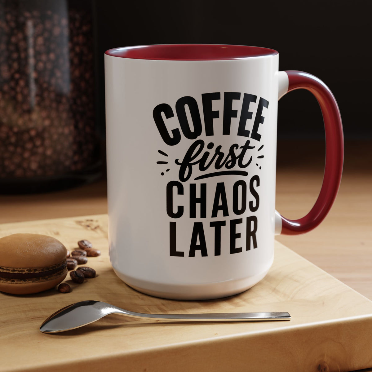 Funny Coffee Lover Mug, Coffee First Chaos Later Mug, Morning Coffee Quote Cup, Caffeine Lover Gift, Office Coffee Mug for Coworkers