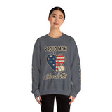 Personalized Proud Mom Sweatshirt, Custom Military Mom Pullover, American Flag Heart Crewneck, Military Mom Gift, Patriotic Mother Shirt