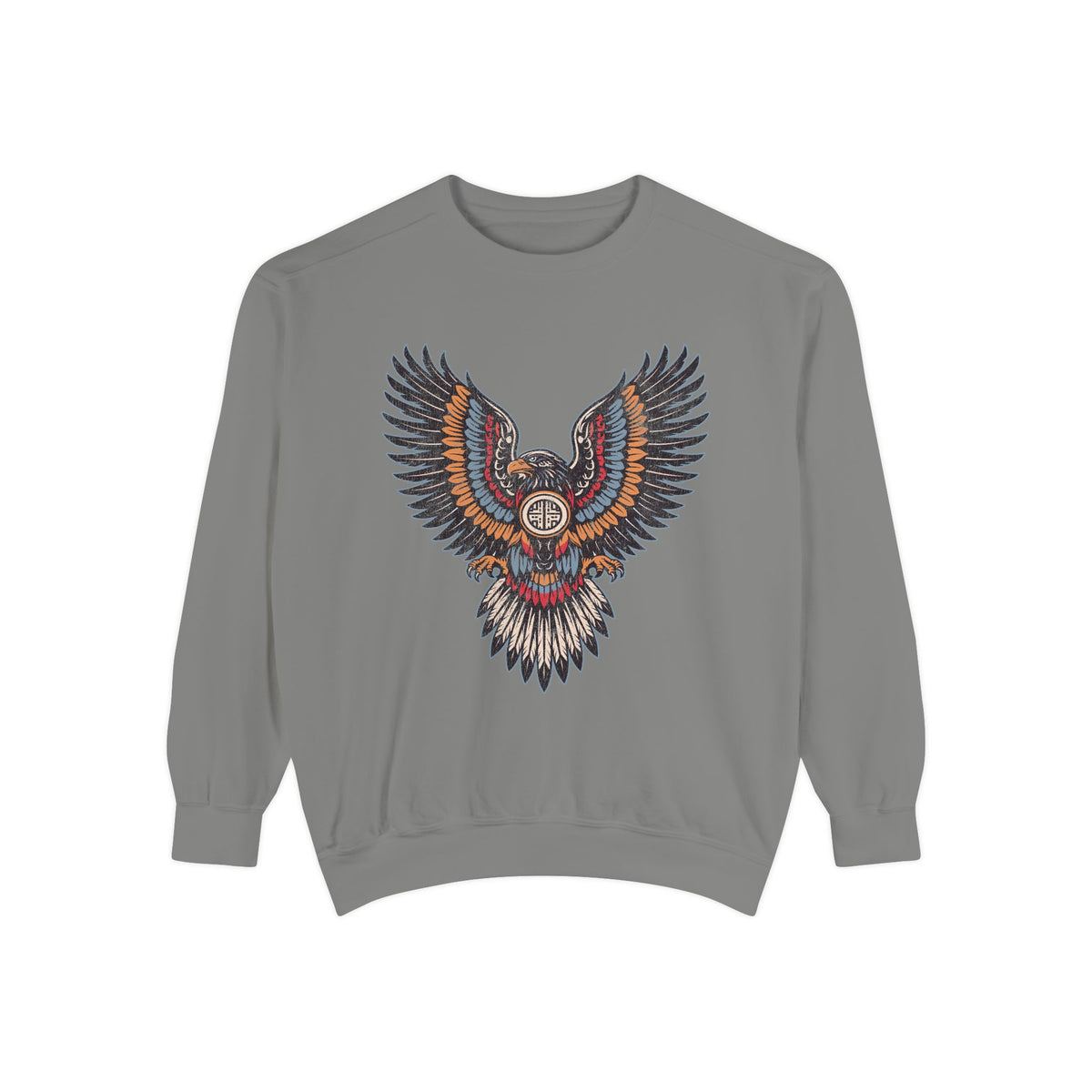 Ornamental Eagle Sweatshirt, Retro Tattoo Style Bird Graphic, Gift for Wildlife Art Lovers, Boho Festival Outfits and Everyday Casual Wear