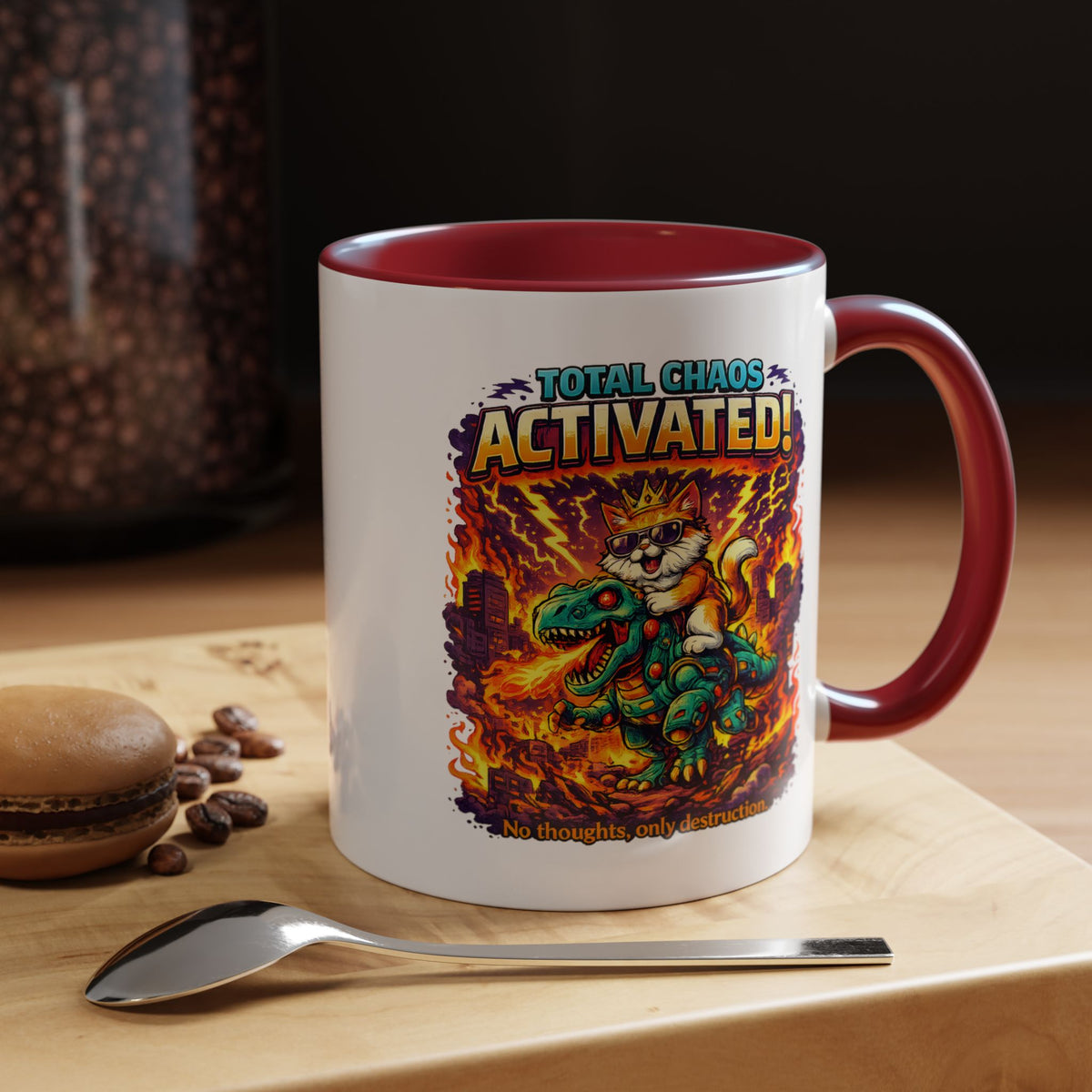 Funny Cat Mug, Chaos Cat Coffee Mug, Cat Lover Gift, Dinosaur Cat Mug, Sarcastic Cat Cup, Gamer Cat Gift, Cat Mom Present