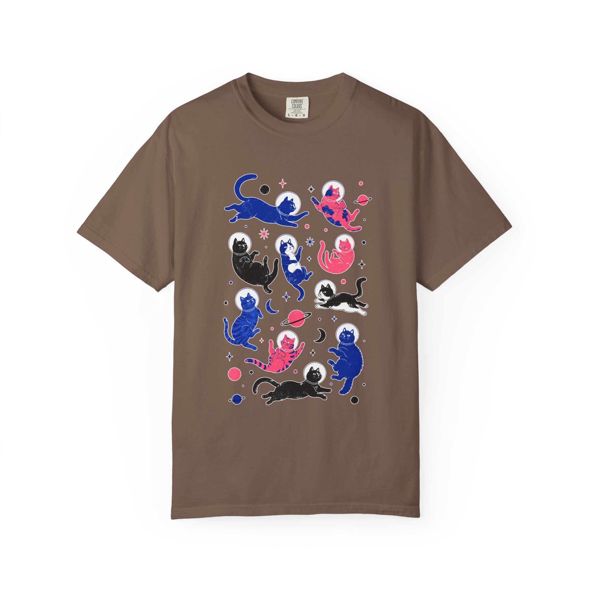 Space Cat Shirt Comfort Colors Tee, Astronaut Cat Graphic T Shirt, Galaxy Cat Lover Gift, Cute Cosmic Kitty Shirt for Women