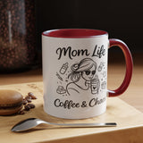 Mom Life Coffee and Chaos Mug, Funny Mom Coffee Mug, Motherhood Humor Gift, Busy Mom Cup, Mother's Day Gift for Coffee Lover