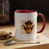 Good Repeating Slogan Cowboy Peanut Mug, Funny Western Office Joke Gift for Coworkers, Sarcastic Outlaw Ceramic Tea Cup with Dark Blue Handle