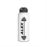 Personalized Barbell Kids Water Bottle, Stainless Steel Straw Bottle, Custom Name Sports Bottle, Young Athlete Gift for Boys and Girls