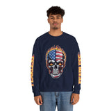 Patriotic Skull Sweatshirt, American Flag Skull Pullover, USA Biker Style Top, Edgy Americana Clothing, Fourth of July Gift