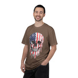 American Flag Skull Shirt, Distressed Patriotic Graphic for Biker Outfits, Fourth of July Style, Birthday Gift for Skull Art Lovers